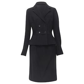 Dolce & Gabbana virgin wool reversed seam blazer jacket skirt Black