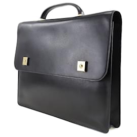 Hermès-Hermes Danube 38 Briefcase Black/Gold-Black