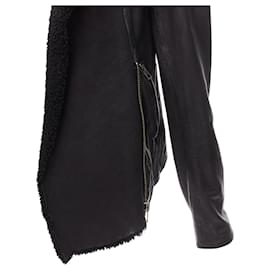 Autre Marque-All Saints Nene sheepskin leather shearling lined biker jacket-Black