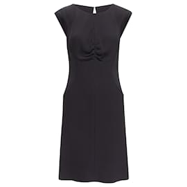 Chanel-Chanel silk ruched boned waist shift dress-Black