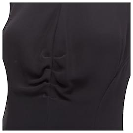 Chanel-Chanel silk ruched boned waist shift dress-Black