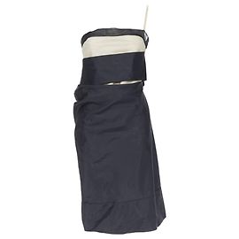 Helmut Lang sash one shoulder asymmetric dress Black