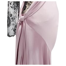 Alexander Mcqueen-Alexander McQueen lace one shoulder bias gown dress-Purple