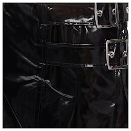 Gucci-Gucci coated cotton vinyl buckle punk kilt pleated skirt-Black