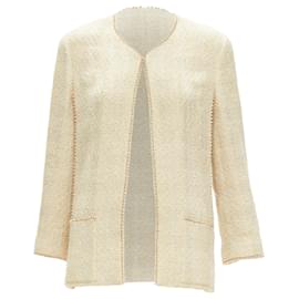 Chanel-Chanel Karl Lagerfeld P pearl trim boucle tweed jacket-Brown,Beige