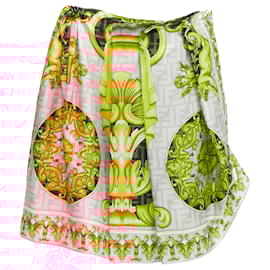 Fendi-Fendace Fendi Versace baroque Zucca drape skirt-Pink