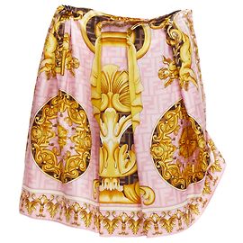 Saia drapeada barroca Zucca Fendi Versace Fendace Rosa