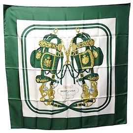 Hermès Hermes Silk Scarf Carré 90 Green