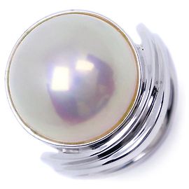 Tasaki Mabe-Perlen Wellenring K14 Weißgold Silber Metallisch
