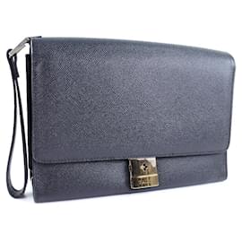 Bally-Bally Leather Men's Clutch Bag-Black