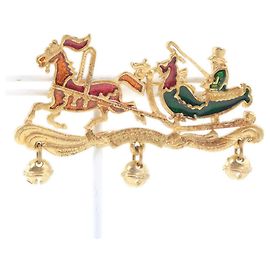 Hermès Spilla carrozza placcata oro Hermes Rosso