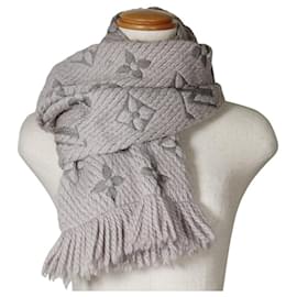 Louis Vuitton-Louis Vuitton Wool Logomania Scarf M74742-Grey