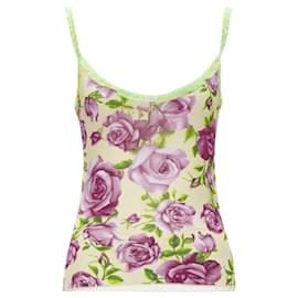 Dolce & Gabbana-Dolce & Gabbana rose ruffle trim cami tank top-Pink