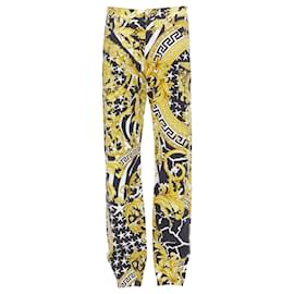 Versace-Versace Savage Barocco Medusa stud jeans-Golden,Metallic