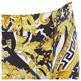 Versace-Versace Savage Barocco Medusa stud jeans-Golden,Metallic