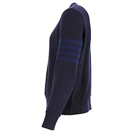 Thom Browne- Thom Browne 4-Bar Sweatshirt in Navy Blue Cotton-Blue,Navy blue