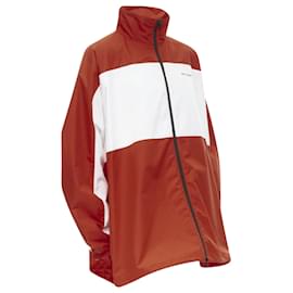 Balenciaga-Balenciaga colorblocked logo embroidery track jacket-Red