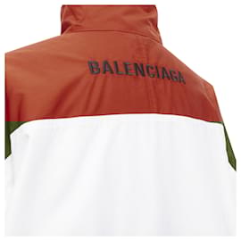 Balenciaga-Balenciaga colorblocked logo embroidery track jacket-Red