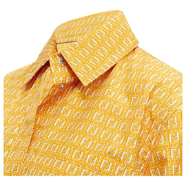 Fendi-Fendi woven logo print nylon windbreaker shirt-Orange