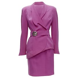 Blazer con solapa curva y hebilla de metal Thierry Mugler Rosa