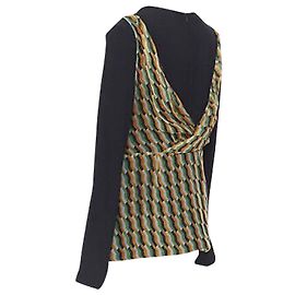 Top de capa de seda geométrica Dries Van Noten Negro