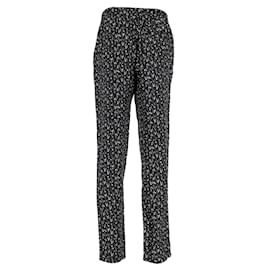 Dolce & Gabbana- Dolce & Gabbana Printed Straight-Leg Trousers in Black Silk-Black