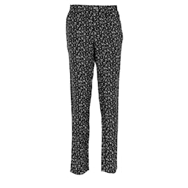 Dolce & Gabbana- Dolce & Gabbana Printed Straight-Leg Trousers in Black Silk-Black