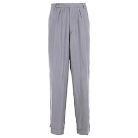 Giorgio Armani- Giorgio Armani Double-Buttoned Straight-Leg Trousers in Grey Cupro-Grey