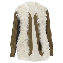 Marni lamb shearling fur wool sleeves winter coat Brown Beige