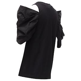 Alexander Mcqueen-Alexander McQueen cotton shoulder puff sleeves top-Black