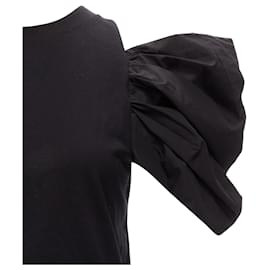 Alexander Mcqueen-Alexander McQueen cotton shoulder puff sleeves top-Black