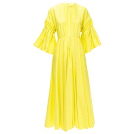Vestido A-line de algodón con mangas de origami de Roksanda Amarillo