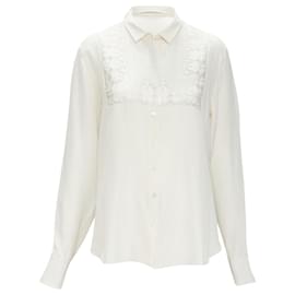 Dior-Christian Dior silk sheer floral embroidery long sleeve shirt-Brown,Beige
