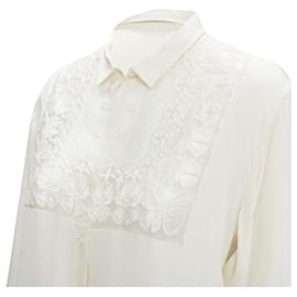 Dior-Christian Dior silk sheer floral embroidery long sleeve shirt-Brown,Beige