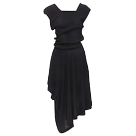 Comme Des Garcons Acetat Strick angular drapiertes Taschentuchkleid Schwarz