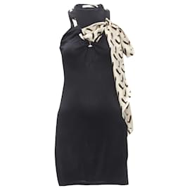 Gucci-Gucci silk Riding Boot print scarf mini dress-Black