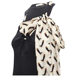 Gucci-Gucci silk Riding Boot print scarf mini dress-Black