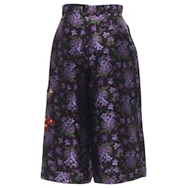 Gucci-Gucci floral jacquard embroidery patch culotte shorts-Purple