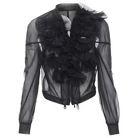 Comme Des Garcons sheer pleated ruffle bomber jacket Black