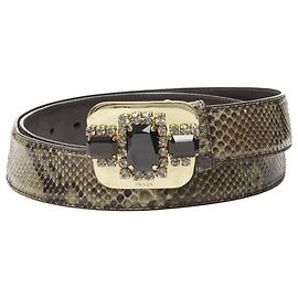 Cinturón de cuero con hebilla de cristal y strass Prada Verde