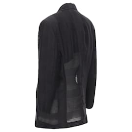Comme Des Garcons 's ruffle draped checked sheer blazer jacket Black