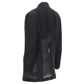 Comme Des Garcons Gestufte, karierte, durchsichtige Blazerjacke mit Rüschendetails von Comme Des Garçons Schwarz