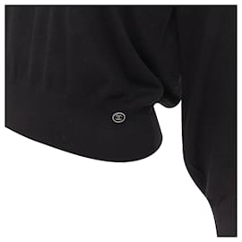 Chanel-Chanel wool cable knit varsity collar CC charm sweater-Black