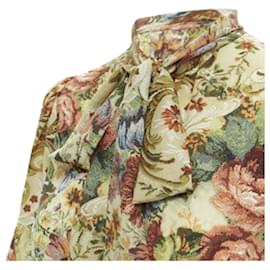 Dolce & Gabbana-Dolce & Gabbana silk tapestry floral print tie neck blouse-Multiple colors