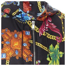 Giacca con cappuccio in seta con catena floreale gioiello Versace Multicolore