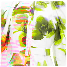 Alexander Mcqueen-Alexander McQueen Solarised Orchid floral slash shoulder dress-White
