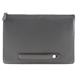Fendi-Fendi Selieria Calf Clutch Bag-Grey