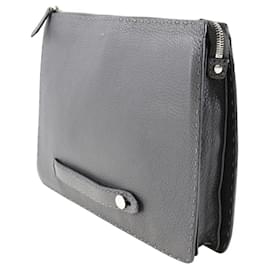 Fendi-Fendi Selieria Calf Clutch Bag-Grey