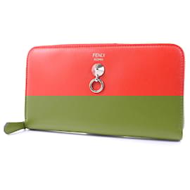 Fendi-Fendi Dotcom Red Leather Long Wallet-Red