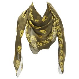 Alexander McQueen skeleton skull silk scarf Green Khaki